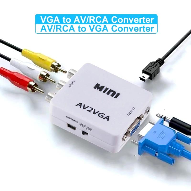 VGA to AV ȯ, VGA to RCA AV to VGA ȯ, RCA , 3.5mm  ̺ , TV ڽ PC 1080P CVBS to VGA ȯ